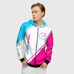 Толстовка 3D на молнии мужская Akame ga Kill neon gradient style: надпись, символ, цвет: 3D-черный — фото 2