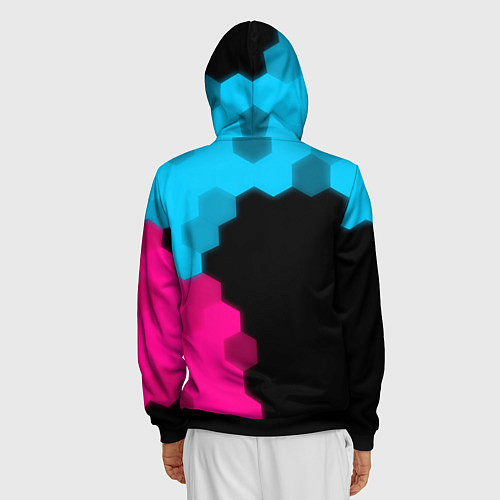 Мужская толстовка на молнии UAZ - neon gradient: по-вертикали / 3D-Черный – фото 4