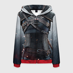 Толстовка 3D на молнии мужская Броня Геральта, цвет: 3D-красный