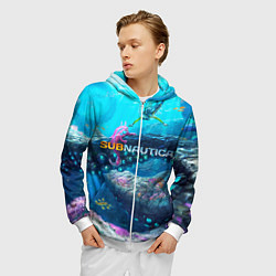 Толстовка 3D на молнии мужская Подводный мир сабнавтики, цвет: 3D-белый — фото 2