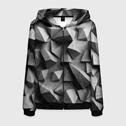 Толстовка 3D на молнии мужская Белокаменный паттерн, цвет: 3D-черный