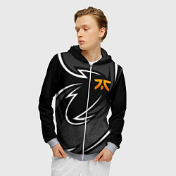 Толстовка 3D на молнии мужская Fnatic - white line, цвет: 3D-меланж — фото 2