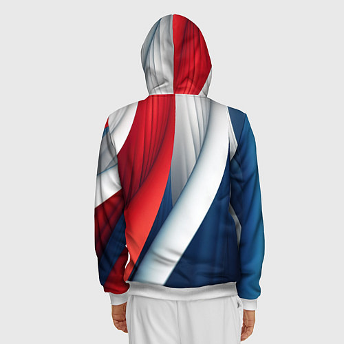 Мужская толстовка на молнии Герб России абстракция / 3D-Белый – фото 4