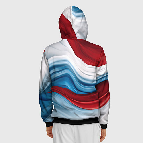 Мужская толстовка на молнии Флаг России абстракт / 3D-Черный – фото 4