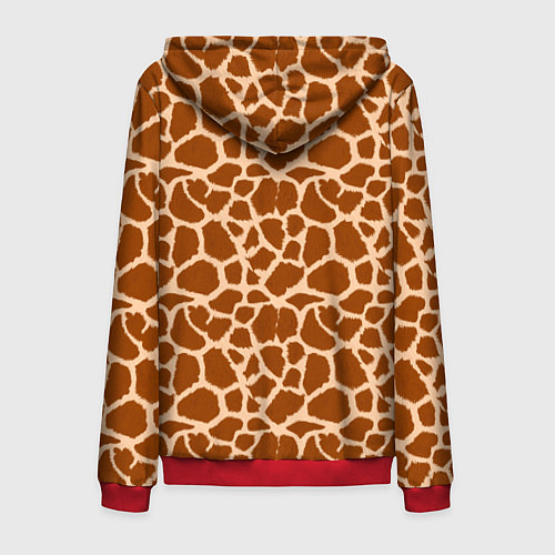 Мужская толстовка на молнии Шкура Жирафа - Giraffe / 3D-Красный – фото 2