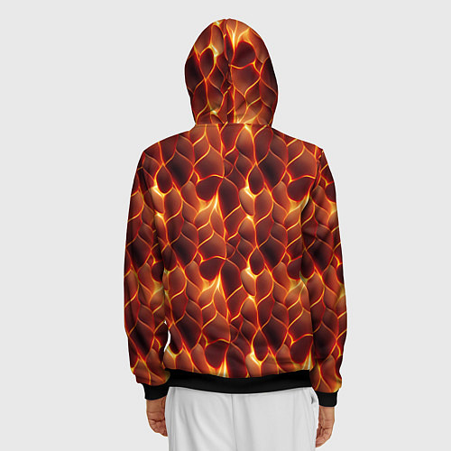 Мужская толстовка на молнии Огненная мозаичная текстура / 3D-Черный – фото 4