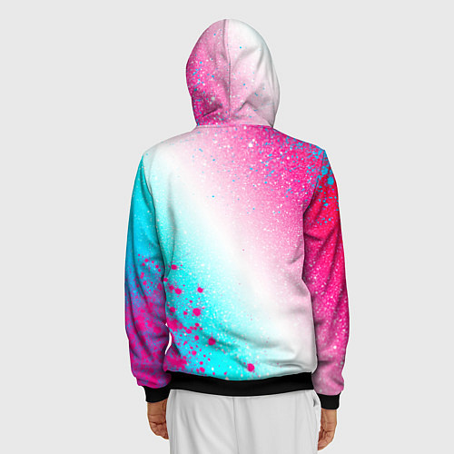 Мужская толстовка на молнии Skyrim neon gradient style: надпись, символ / 3D-Черный – фото 4