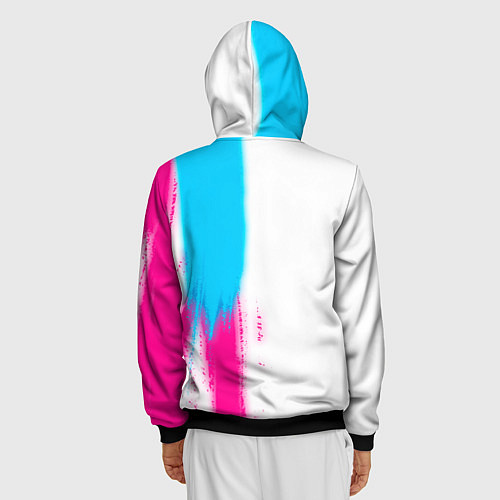 Мужская толстовка на молнии Assassins Creed neon gradient style: по-вертикали / 3D-Черный – фото 4