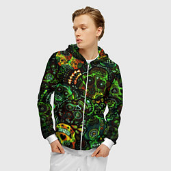 Толстовка 3D на молнии мужская Мексиканские призраки, цвет: 3D-белый — фото 2