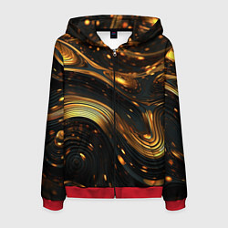 Толстовка 3D на молнии мужская Жидкое золото, цвет: 3D-красный