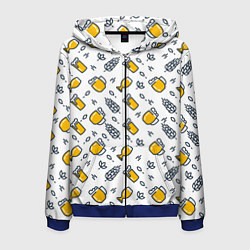 Толстовка 3D на молнии мужская Пиво пенное, цвет: 3D-синий