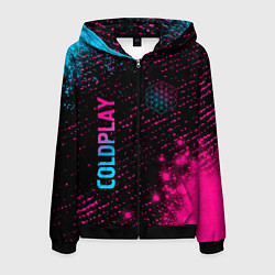 Мужская толстовка на молнии Coldplay - neon gradient: надпись, символ