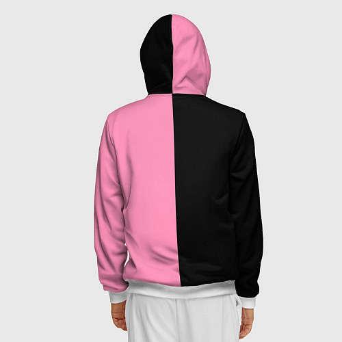 Мужская толстовка на молнии Группа Black pink на черно-розовом фоне / 3D-Белый – фото 4
