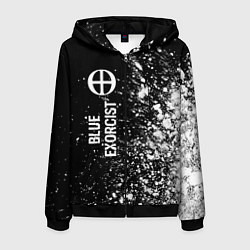Толстовка 3D на молнии мужская Blue Exorcist glitch на темном фоне: по-вертикали, цвет: 3D-черный
