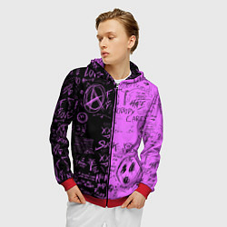 Толстовка 3D на молнии мужская Dead inside purple black, цвет: 3D-красный — фото 2