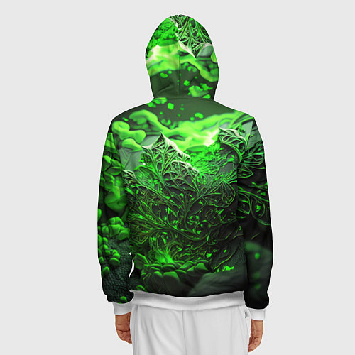 Мужская толстовка на молнии Зеленая кислота / 3D-Белый – фото 4