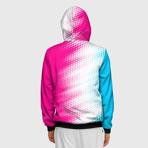 Мужская толстовка на молнии Porsche neon gradient style: по-вертикали / 3D-Черный – фото 4