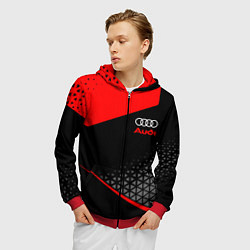 Толстовка 3D на молнии мужская Ауди - sportwear, цвет: 3D-красный — фото 2