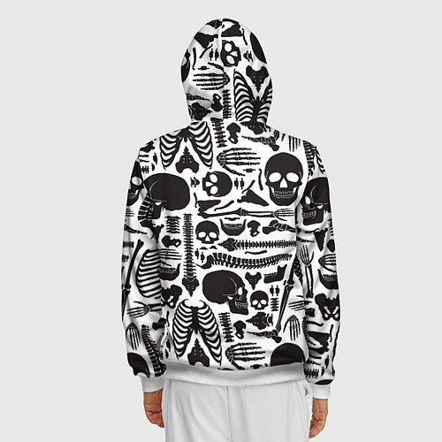 Мужская толстовка на молнии Human osteology / 3D-Белый – фото 4