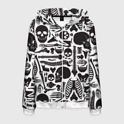 Толстовка 3D на молнии мужская Human osteology, цвет: 3D-белый