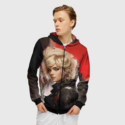 Толстовка 3D на молнии мужская Смотрящая за районом, цвет: 3D-черный — фото 2