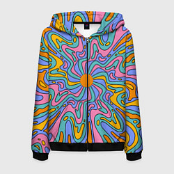 Толстовка 3D на молнии мужская Абстрактный психоделический рисунок, цвет: 3D-черный