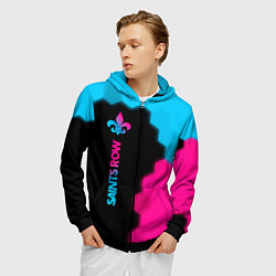 Толстовка 3D на молнии мужская Saints Row - neon gradient: по-вертикали, цвет: 3D-черный — фото 2