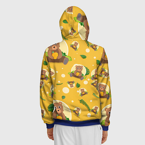 Мужская толстовка на молнии Мишка с ульем / 3D-Синий – фото 4