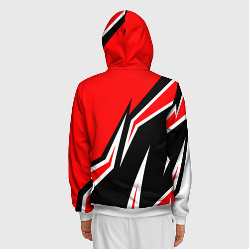 Мужская толстовка на молнии Ducati- red stripes / 3D-Белый – фото 4