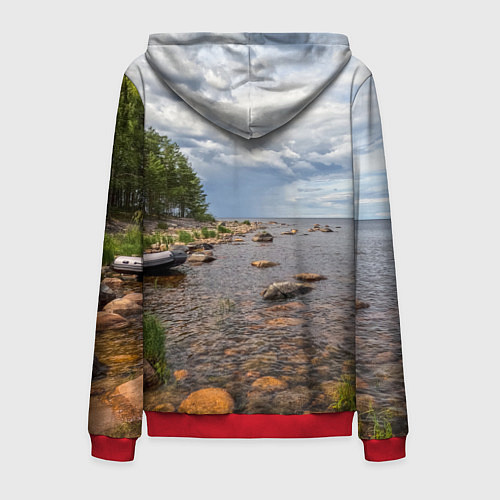 Мужская толстовка на молнии Лодка на Ладоге / 3D-Красный – фото 2