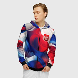 Толстовка 3D на молнии мужская Красный герб России, цвет: 3D-черный — фото 2