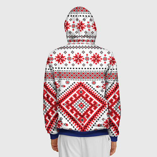 Мужская толстовка на молнии Удмуртская роспись / 3D-Синий – фото 4