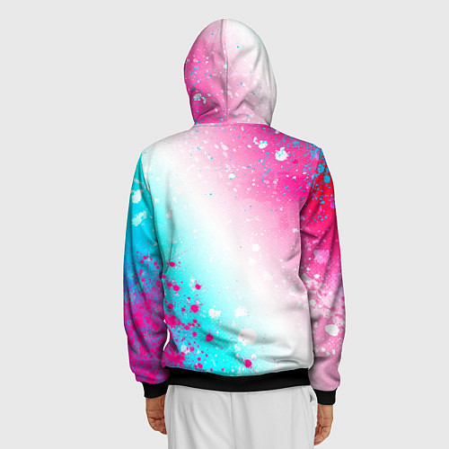 Мужская толстовка на молнии Three Days Grace neon gradient style: надпись, сим / 3D-Черный – фото 4