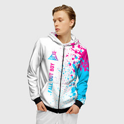 Толстовка 3D на молнии мужская Fall Out Boy neon gradient style: по-вертикали, цвет: 3D-черный — фото 2