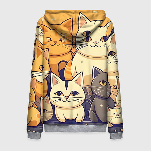 Мужская толстовка на молнии Кошачий принт от нейросети / 3D-Меланж – фото 2