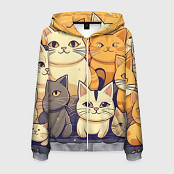 Толстовка 3D на молнии мужская Кошачий принт от нейросети, цвет: 3D-меланж