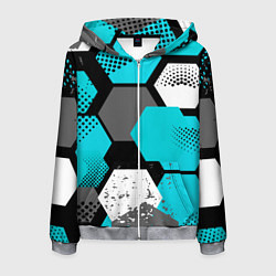 Толстовка 3D на молнии мужская Шестиугольники абстрактный фон, цвет: 3D-меланж
