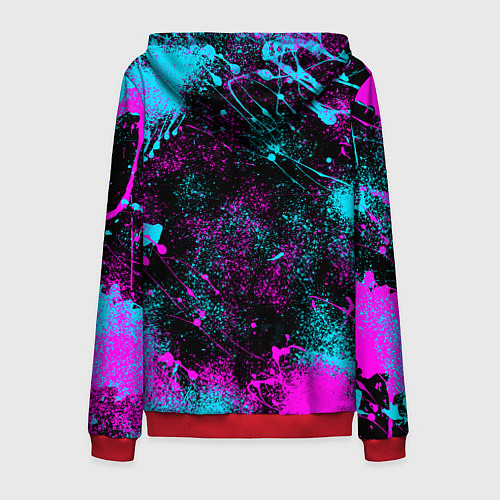 Мужская толстовка на молнии Lexus - неоновые брызги / 3D-Красный – фото 2