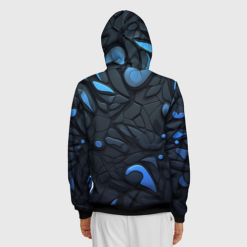 Мужская толстовка на молнии Blue black abstract texture / 3D-Черный – фото 4