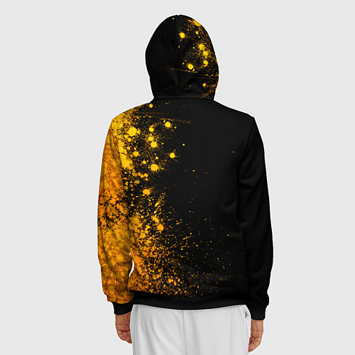 Мужская толстовка на молнии Brawl Stars - gold gradient: по-вертикали / 3D-Черный – фото 4