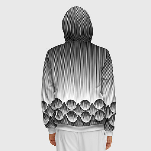 Мужская толстовка на молнии Круглая полосатая геометрия / 3D-Белый – фото 4