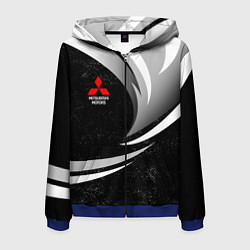Толстовка 3D на молнии мужская Митсубиси - строгие оттенки, цвет: 3D-синий