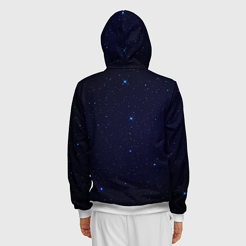 Мужская толстовка на молнии Тёмный космос и синие звёзды / 3D-Белый – фото 4