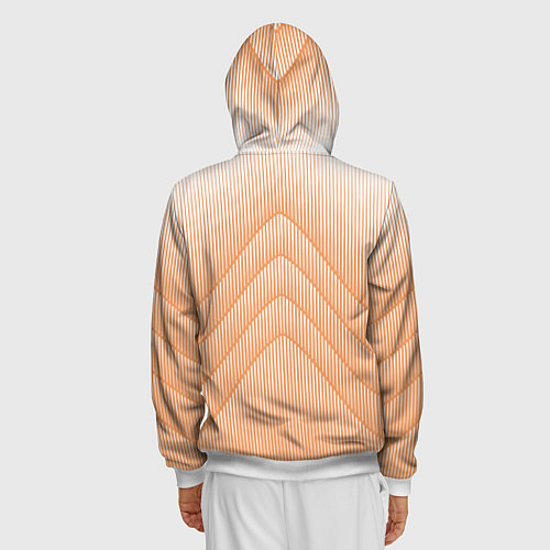Мужская толстовка на молнии Полосатый оранжевый градиент / 3D-Белый – фото 4