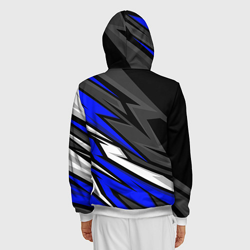 Мужская толстовка на молнии Volkswagen - Синяя абстракция / 3D-Белый – фото 4