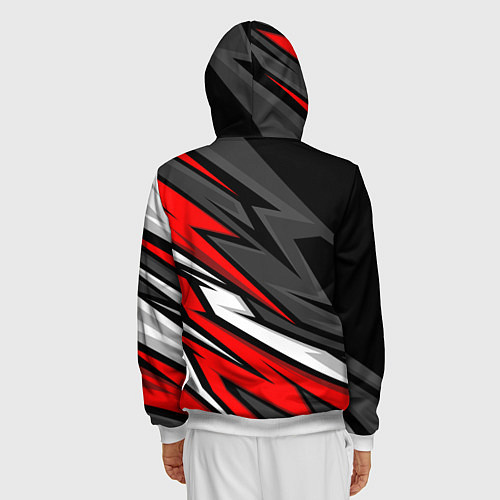 Мужская толстовка на молнии Митсубиси - красный спортивный / 3D-Белый – фото 4