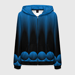 Толстовка 3D на молнии мужская Сине-черный градиент в полоску, цвет: 3D-черный