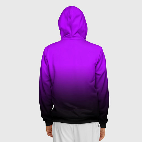 Мужская толстовка на молнии Градиент фиолетово-чёрный / 3D-Черный – фото 4