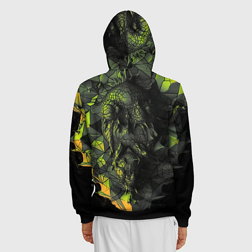 Мужская толстовка на молнии Зеленая абстрактная текстура / 3D-Черный – фото 4