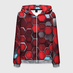 Мужская толстовка на молнии Cyber hexagon red